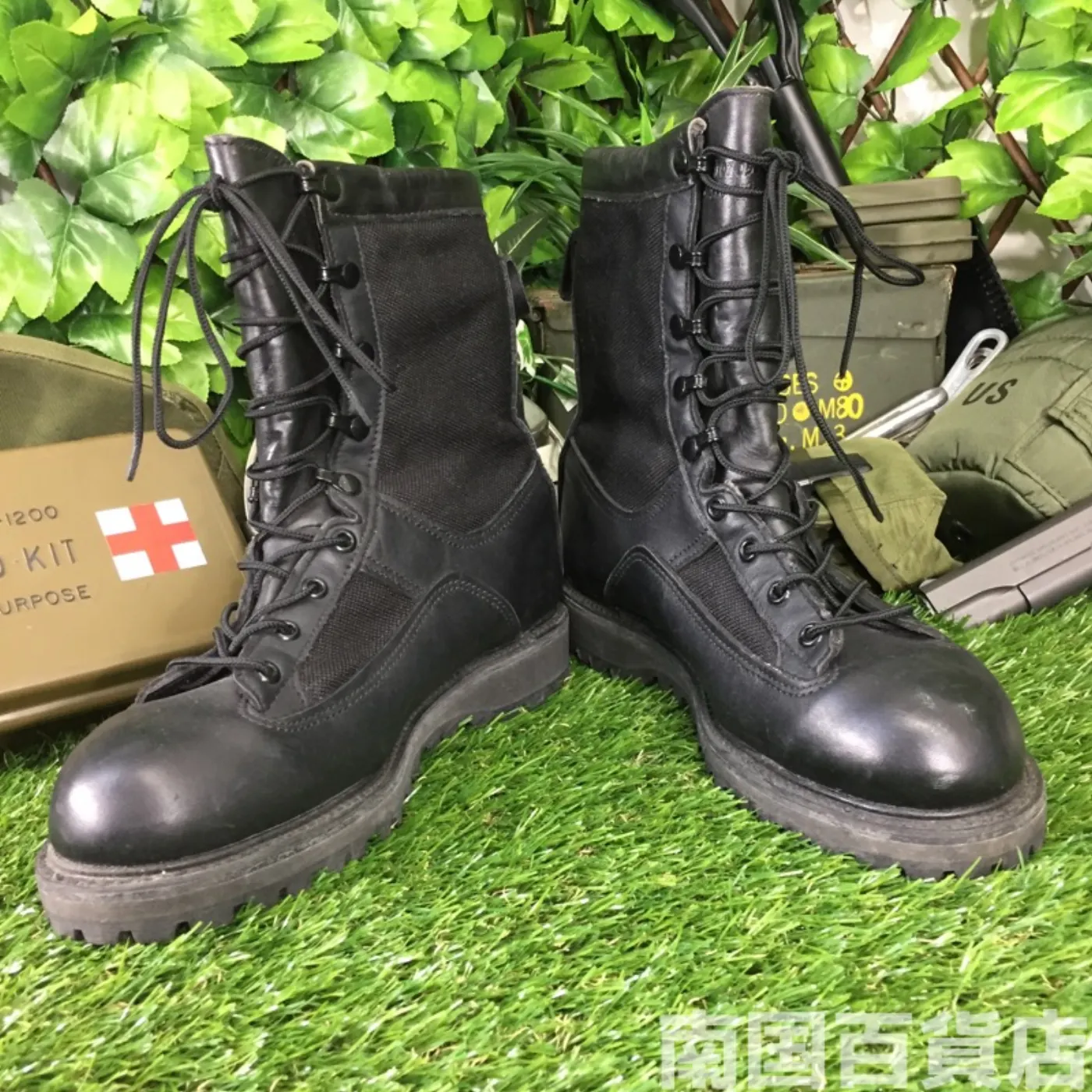 オールレザー コンバットブーツ 8（約26cm）高さ23cm 黒 中古良品 記録写真1