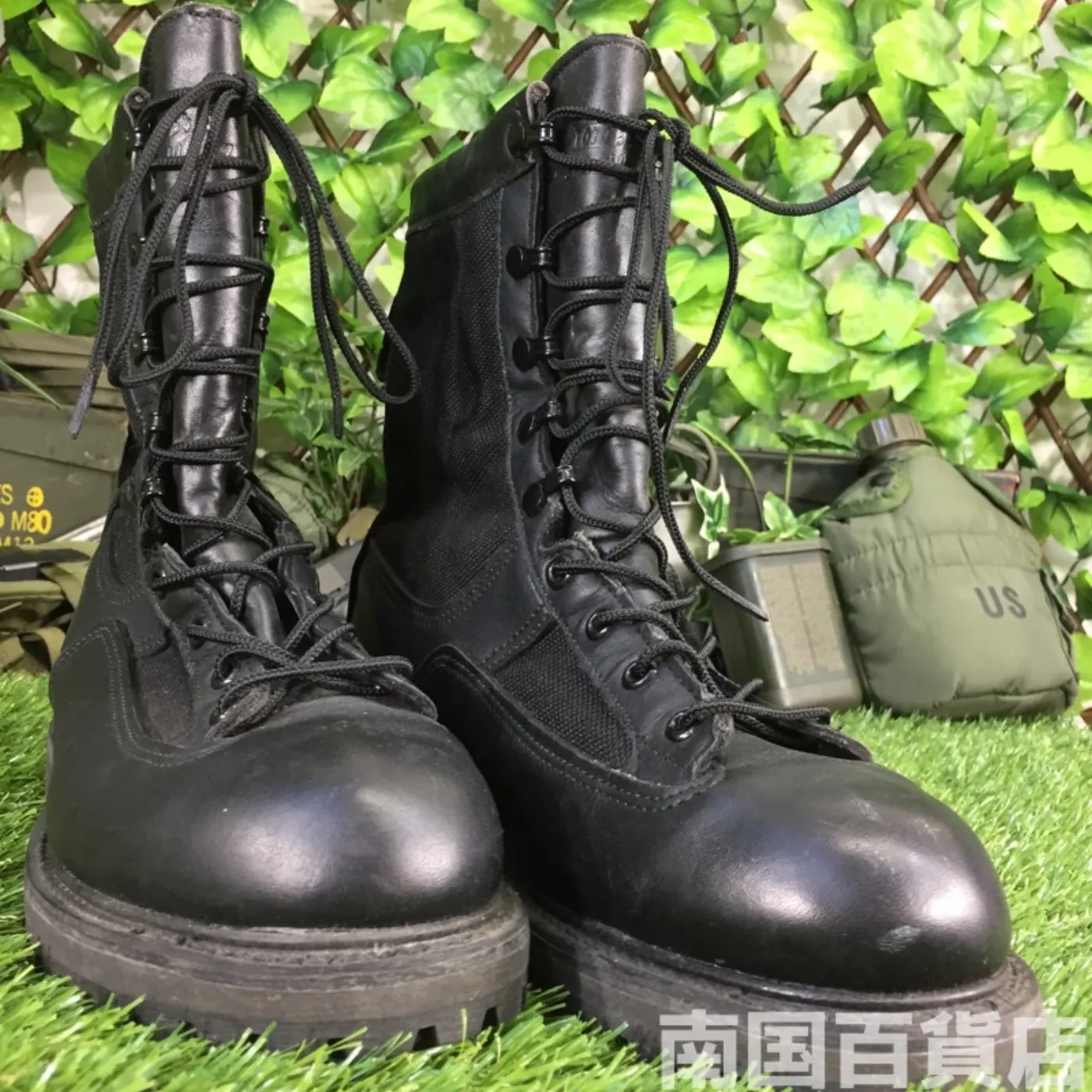 オールレザー コンバットブーツ 8（約26cm）高さ23cm 黒 中古良品 記録写真2