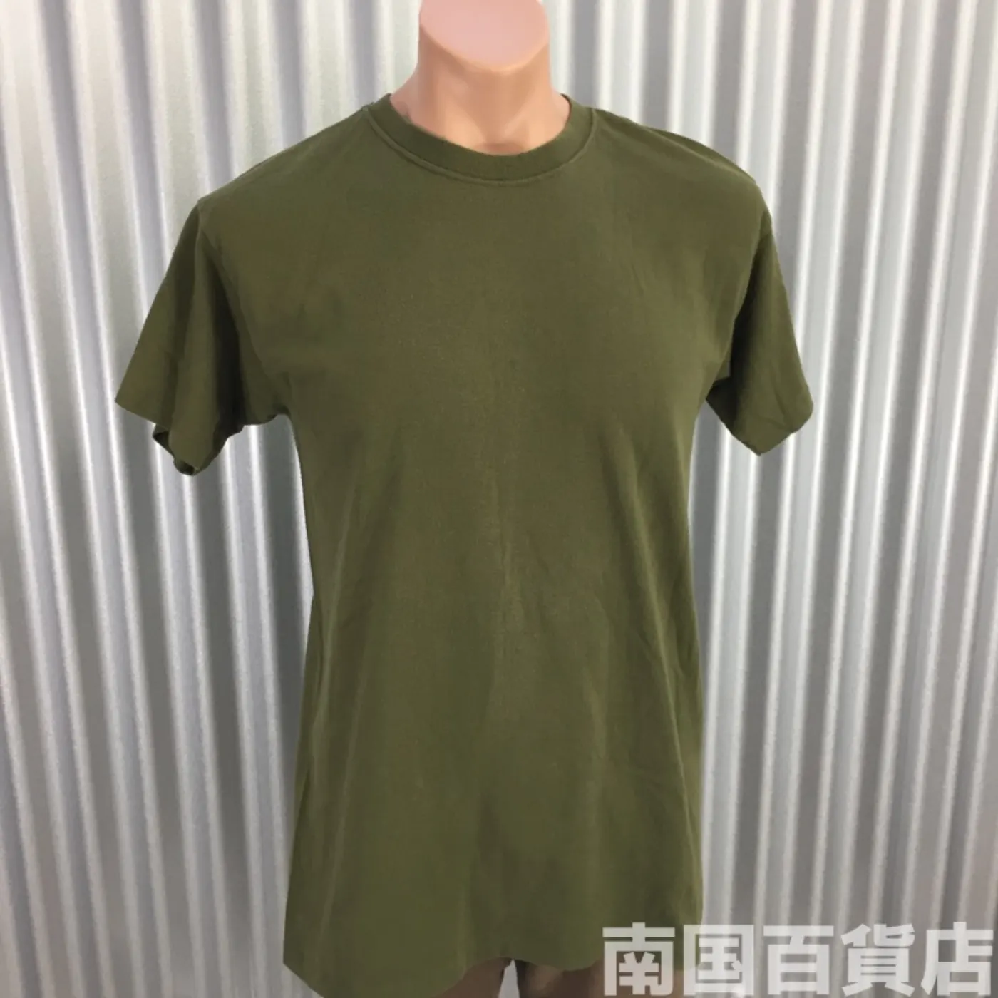米軍放出品Tシャツ(OD)中古(サイズ不明) 記録写真1