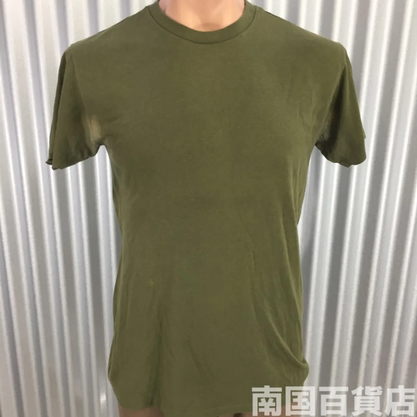 米軍放出品Tシャツ（OD）中古（サイズ不明) 記録写真1