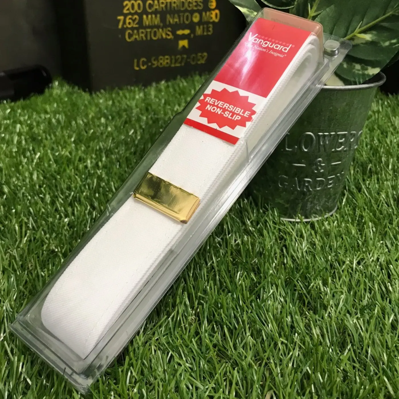 ドレスベルト 白 バックル無し 新品 記録写真1