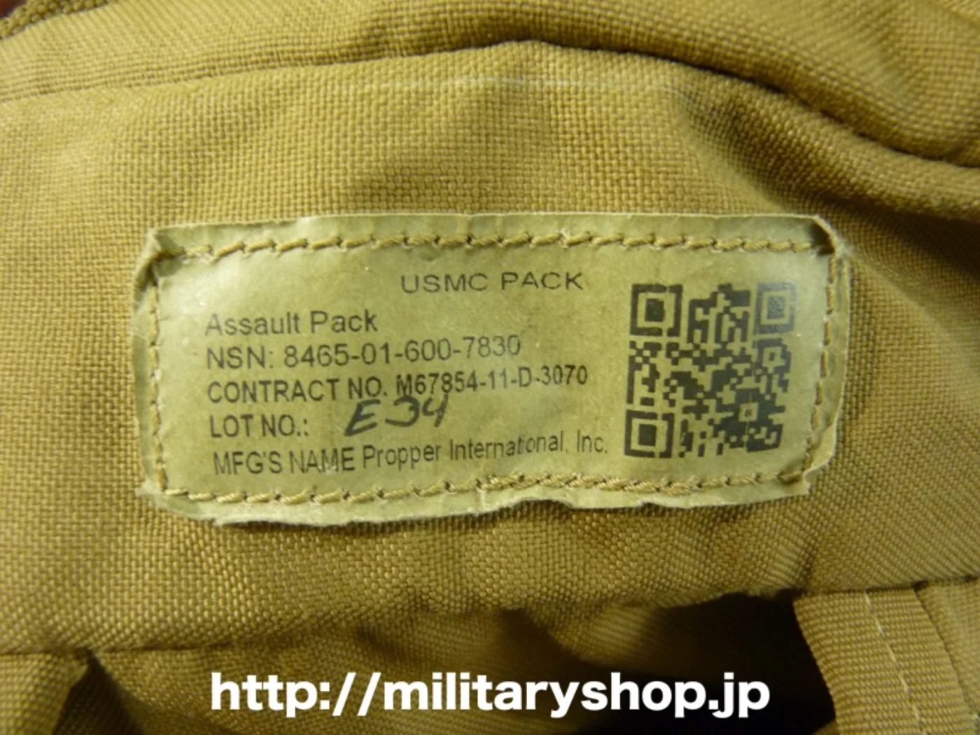 最新型 USMC アサルトパック コヨーテ 中古良品 記録写真4