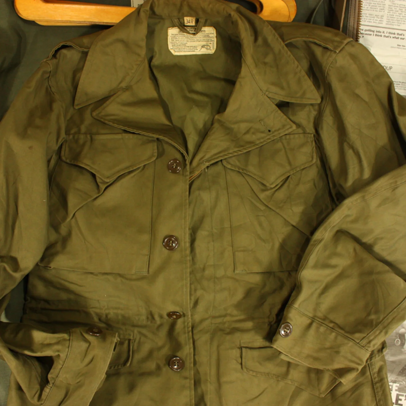 米陸軍 M-1943 フィールドジャケット ライナー2枚セット 34R 記録写真2