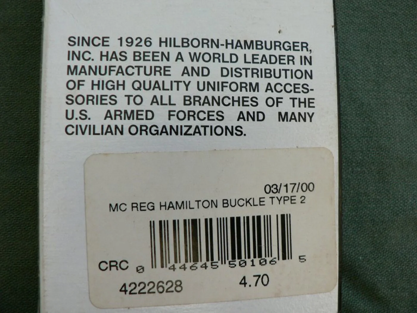 ミリタリーショップ 南国百貨店.COM|沖縄 MC REG HAMILTON BUCKLE TYPE 2 バックル 新品 記録写真3