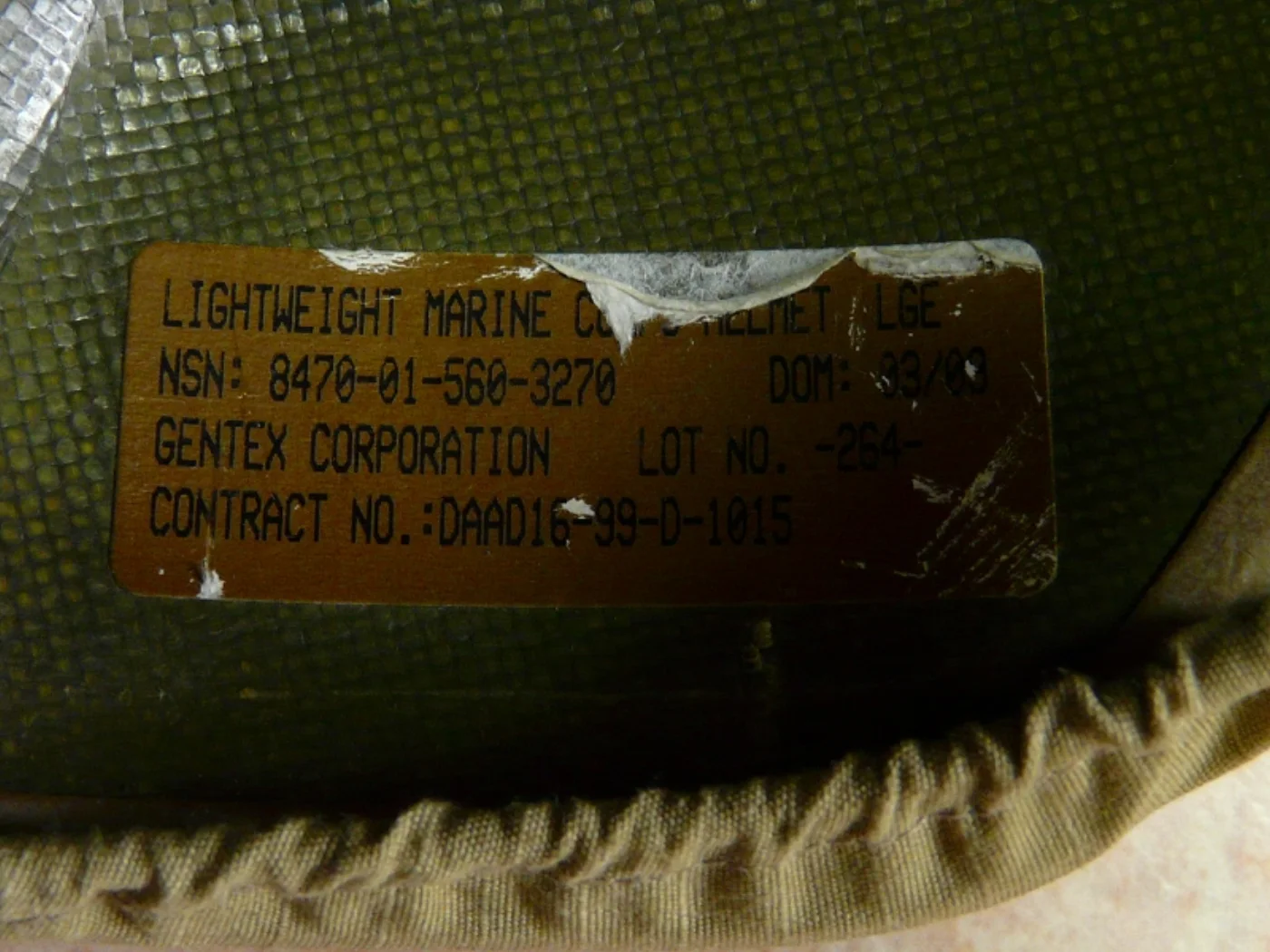 USMC ライトウェイトヘルメット Lサイズ ヘルメットライトHL1付き 記録写真7