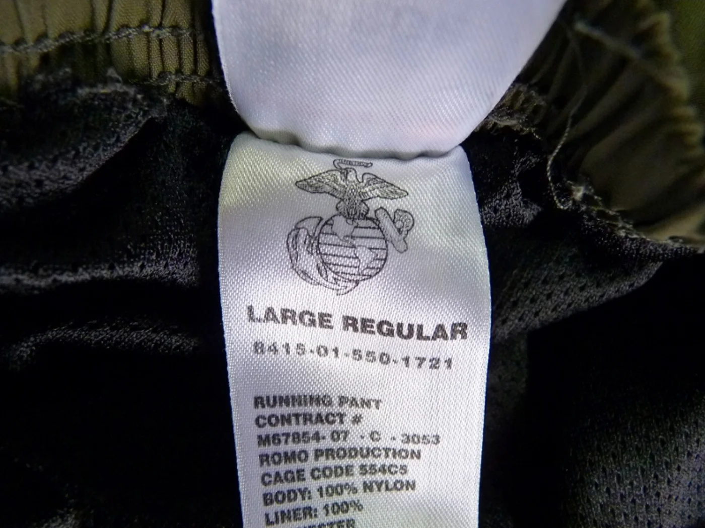 USMC トレーニングパンツ オリーブ Lサイズ 記録写真7