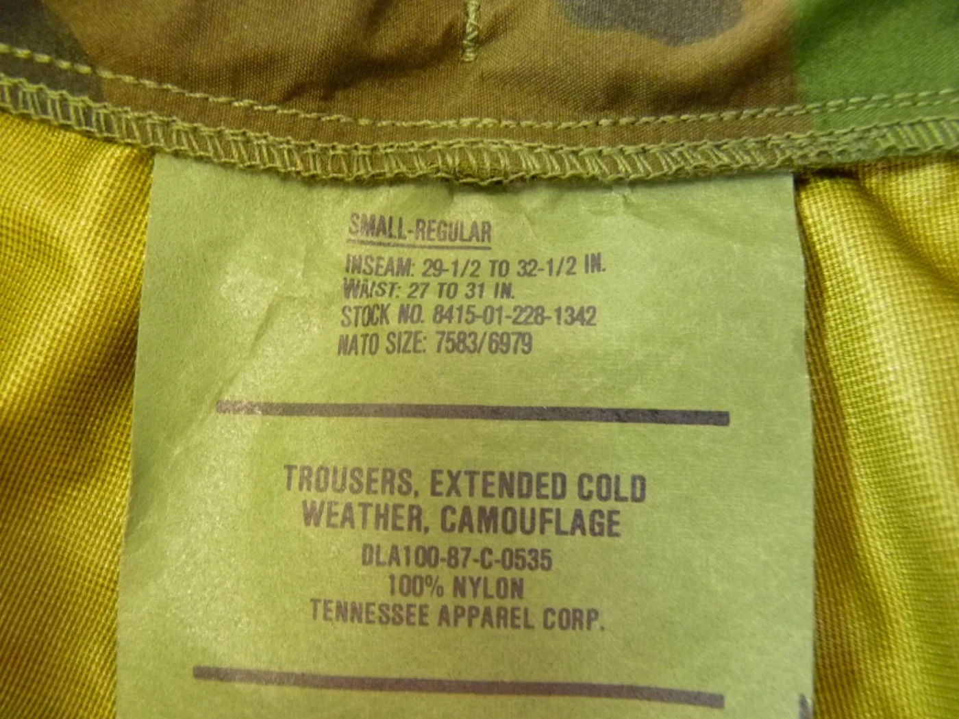 米軍 ウッドランド GORE-TEX パンツ TYPE-I 記録写真5