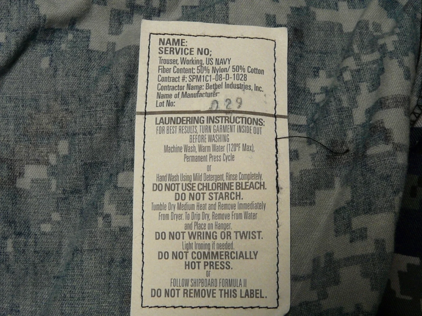 新型 U.S.NAVY NWU迷彩服 上下セット(パンツ+ジャケット) 記録写真6