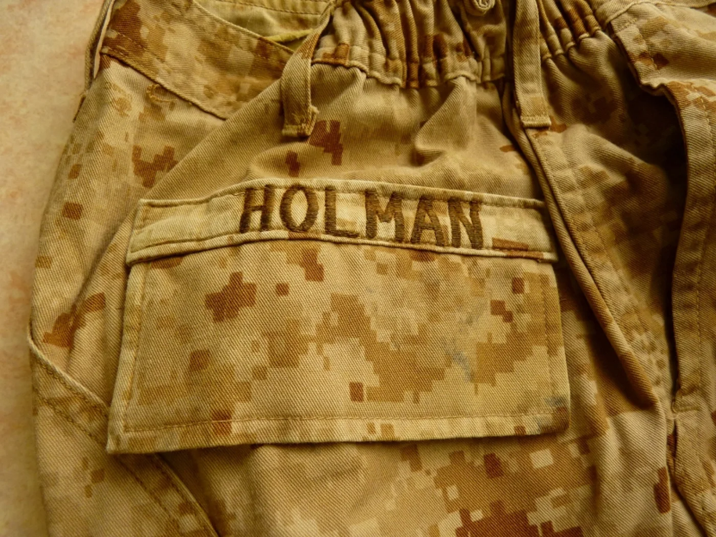 USMC マーパット デザート パンツ L-L 実物 「HOLMAN」名入り 記録写真3