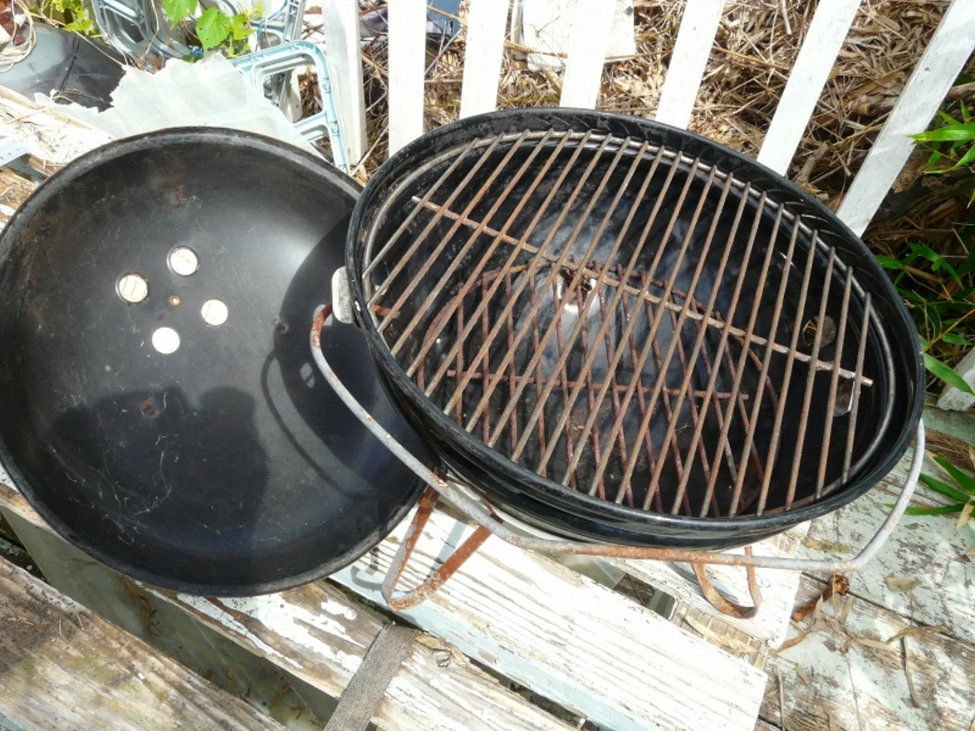 米軍住宅で使われた旧型BBQグリル 木製ハンドル Sサイズ 記録写真7