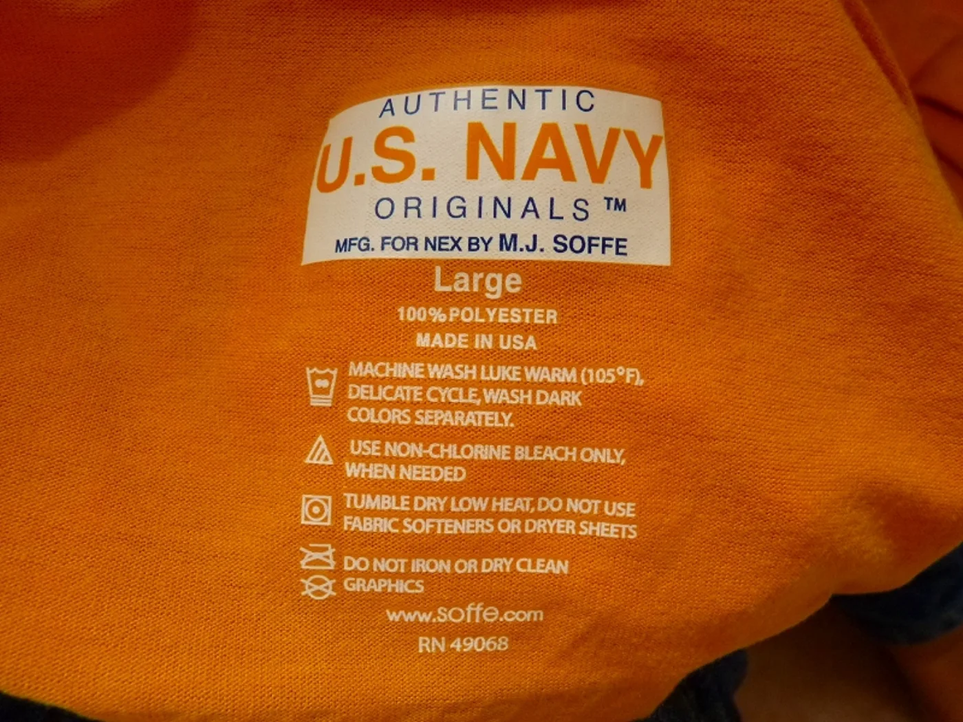 U.S.NAVY 長袖トレーニングシャツ ゴールド Lサイズ 記録写真6