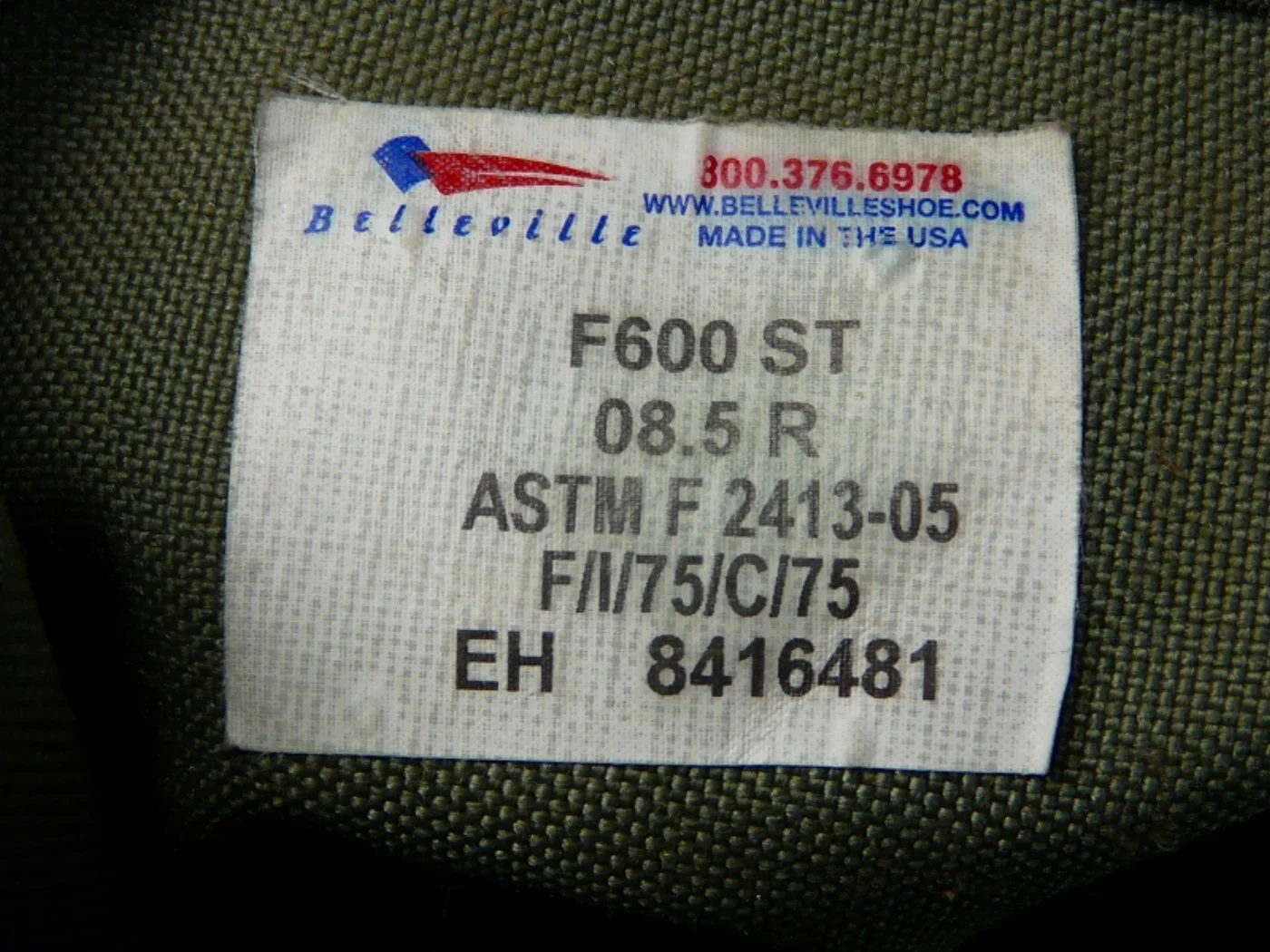 ミリタリーショップ 南国百貨店.COM|沖縄 ACUブーツ Belleville 8.5R つま先鉄板入り [ZZ B- 記録写真8