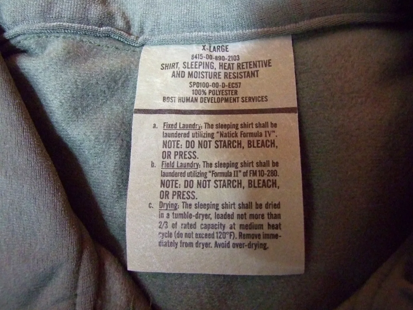 ミリタリーショップ 南国百貨店.COM|沖縄 SHIRT SLEEPING HEAT RETENTIVE 新品 XL [ 記録写真5