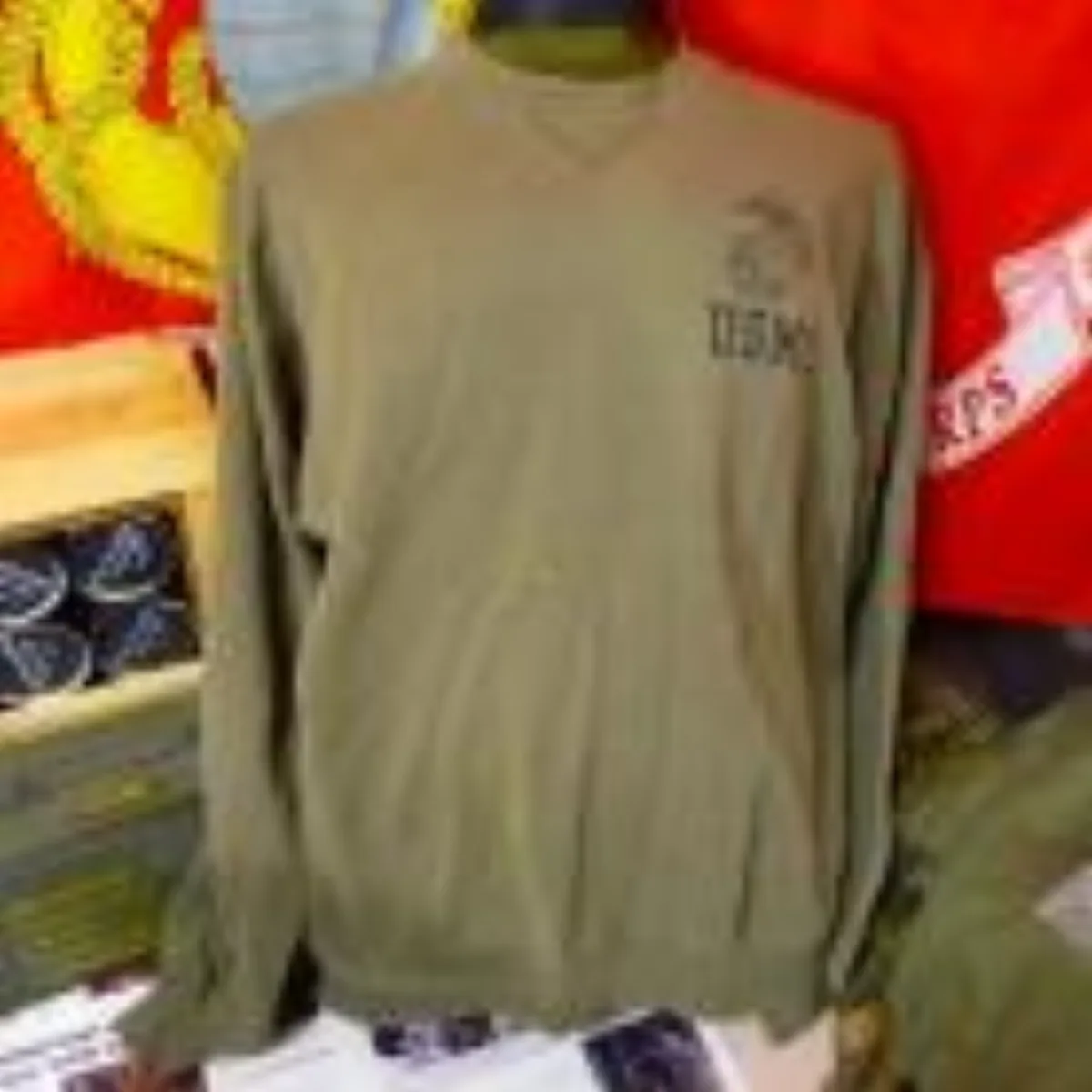 ミリタリーショップ 南国百貨店.COM|沖縄 USMC トレーナー XL 中古 ワケあり [Q-1417] - USMC 記録写真1