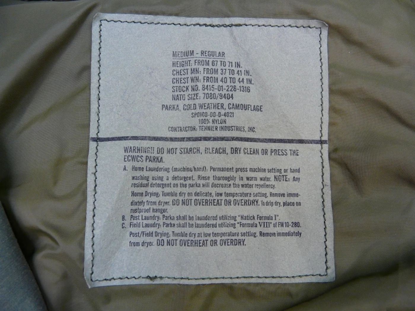 ミリタリーショップ 南国百貨店.COM|沖縄 ゴアテックスパーカー GORETEX TYPE-I M-R 中古良品 [K 記録写真4