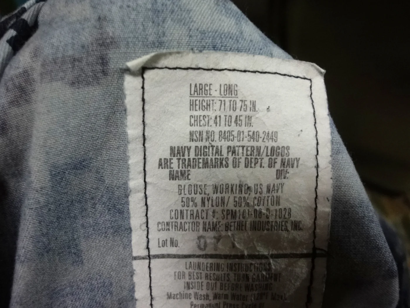 ミリタリーショップ 南国百貨店.COM|沖縄 映画「バトルシップ」NAVY新型ジャケット NWU L-L [ZZ Q-1 記録写真3