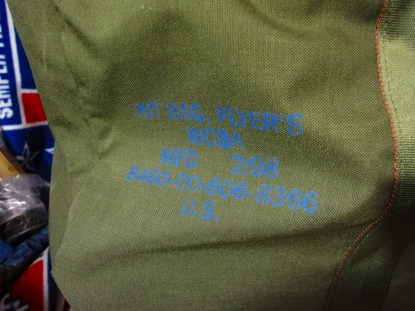 ミリタリーショップ 南国百貨店.COM|沖縄 FLYERS KITBAG 水色ステンシル入り 極上品 [Z Q-1779 記録写真3