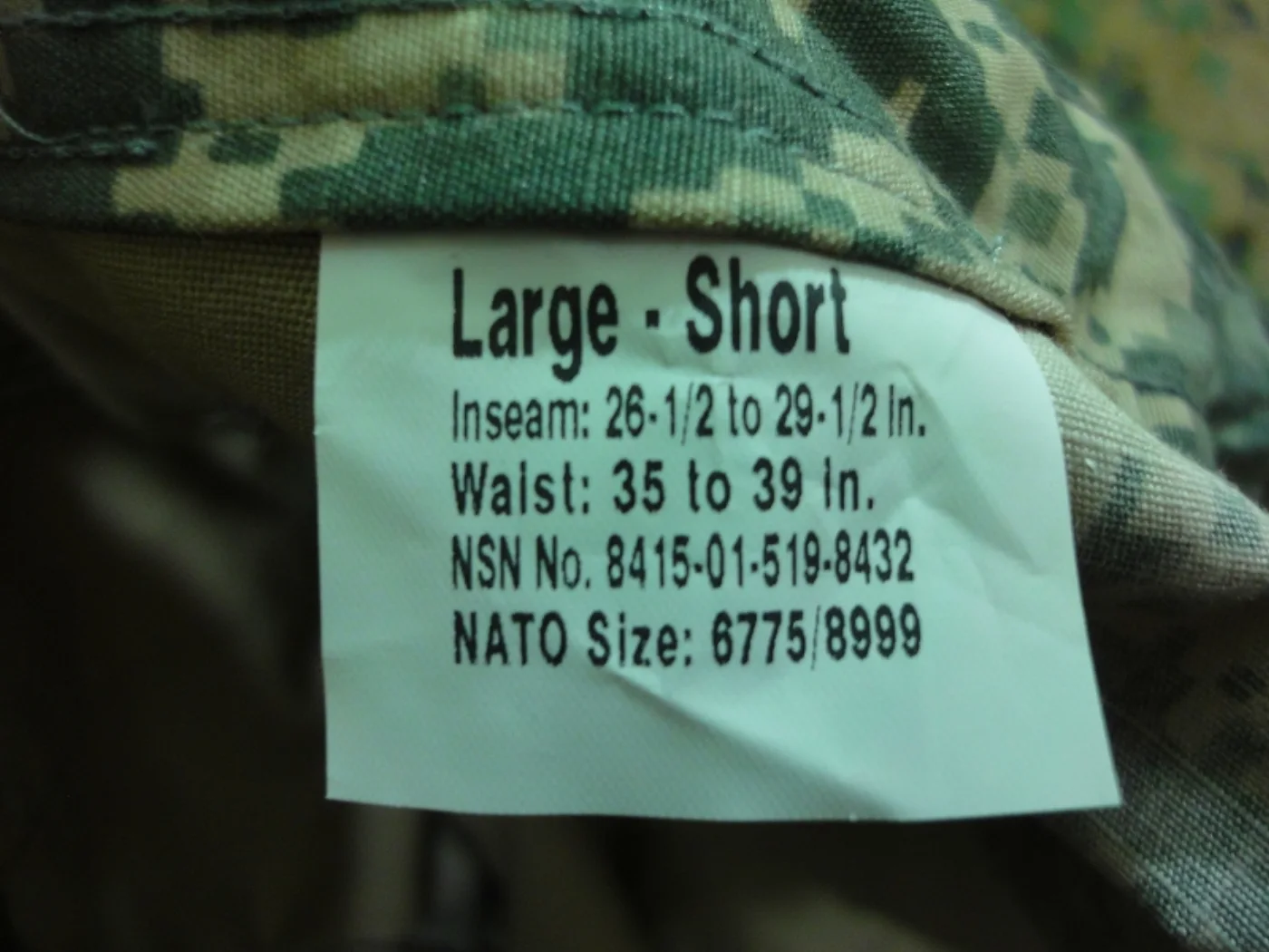 ミリタリーショップ 南国百貨店.COM|沖縄 ACU ARMY パンツ L-S 中古良品 [ZZZ Q-1826] - 記録写真5