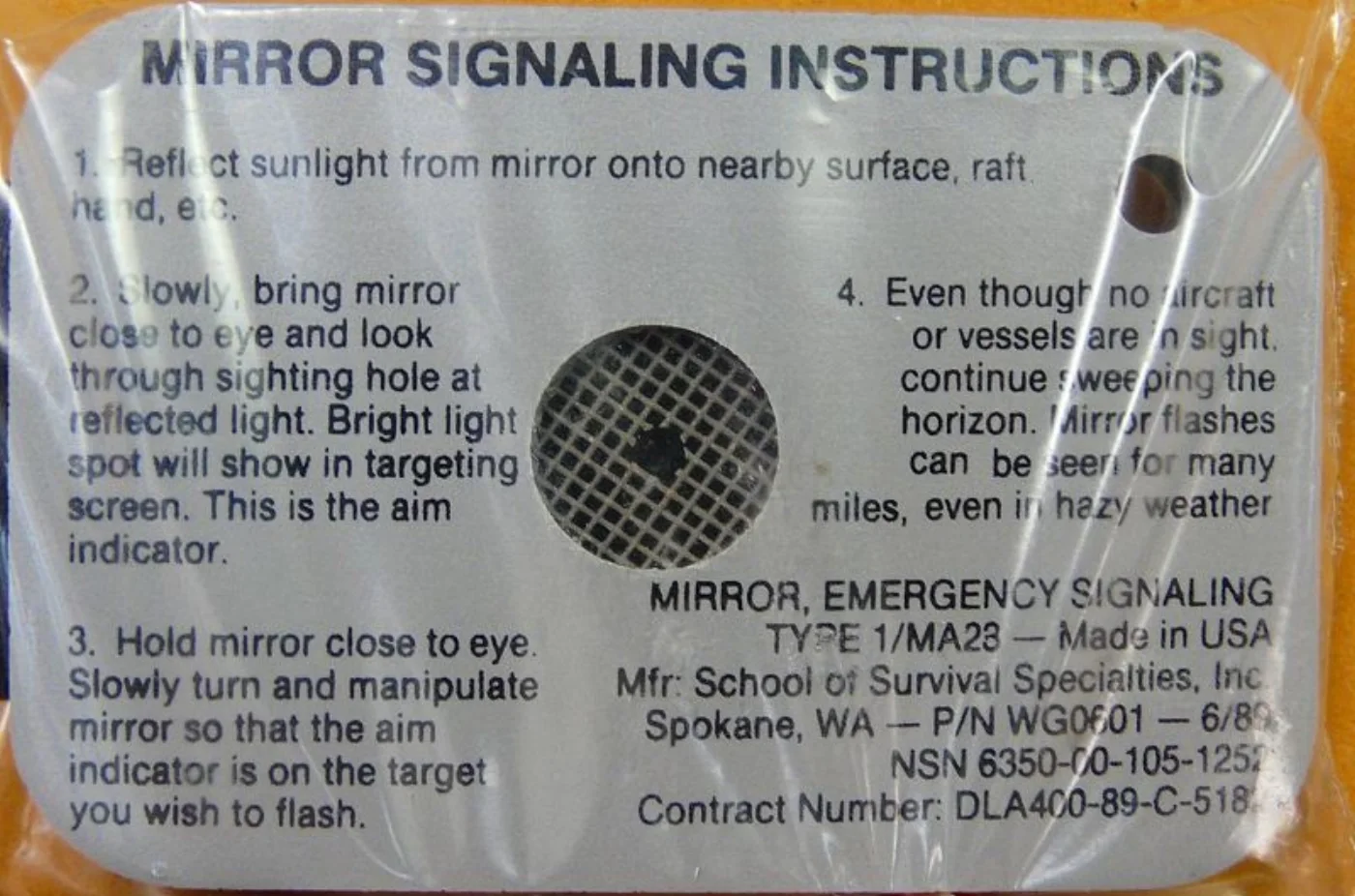 ミリタリーショップ 南国百貨店.COM|沖縄 MIRROR SIGNALING INSTRUCTIONS サバイバルミラ 記録写真3