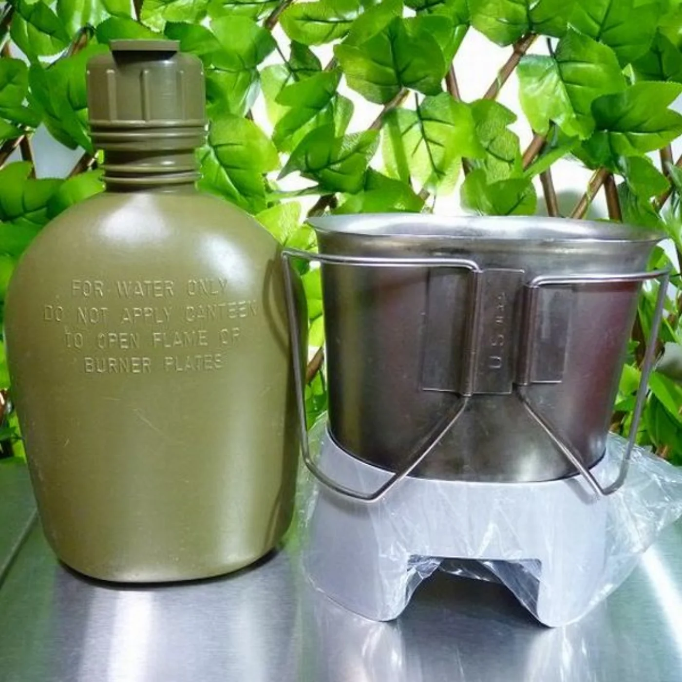 ミリタリーショップ 南国百貨店.COM|沖縄 アウトドアに最適 キャンティーン＆カップ＆湯沸し台のセット [Q-2055 記録写真4