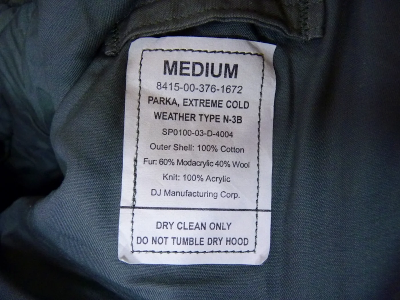 ミリタリーショップ 南国百貨店.COM|沖縄 N-3B PARKA EXTREME COLD WEATHER [Q-15 記録写真3