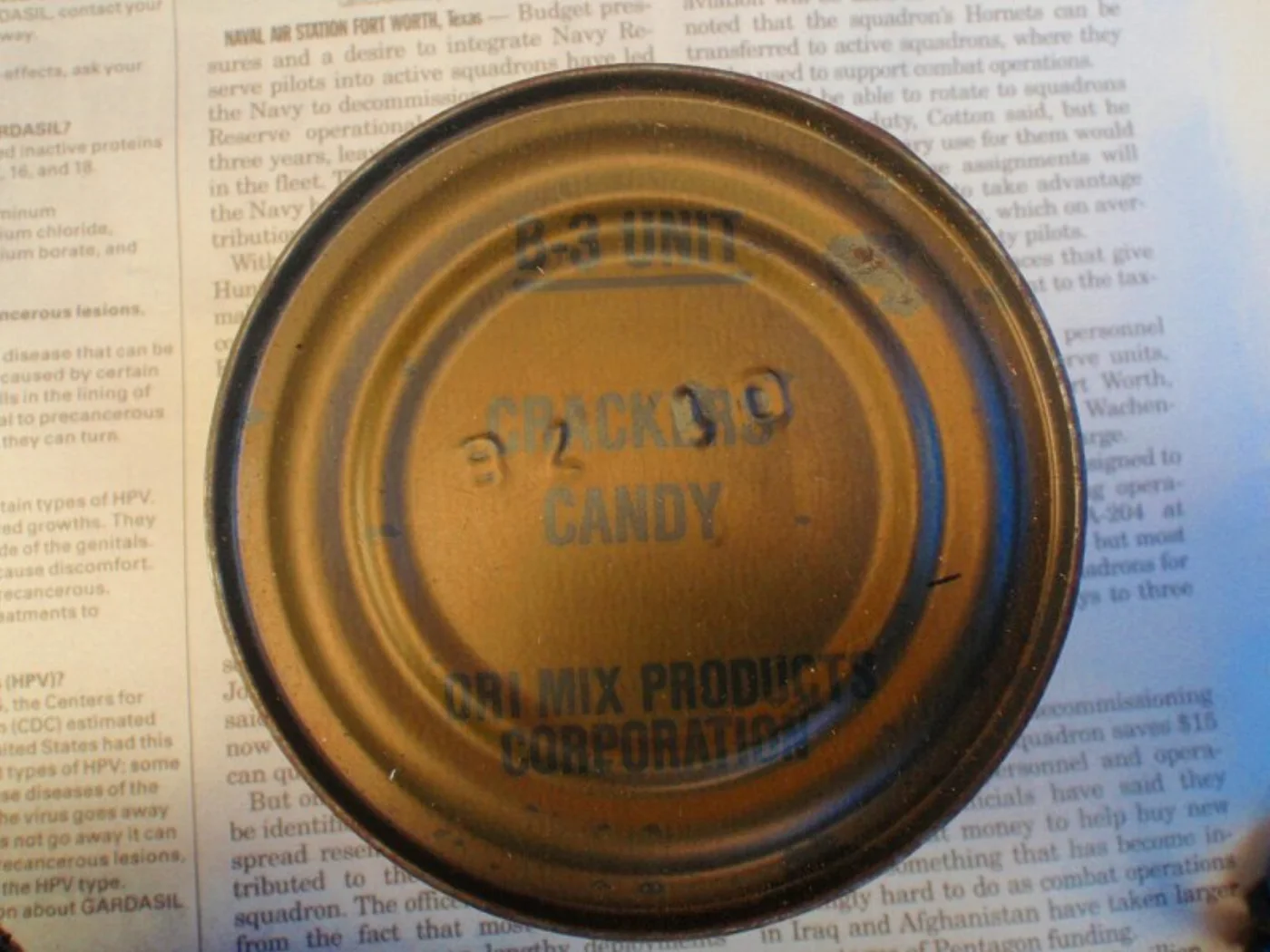 ミリタリーショップ 南国百貨店.COM|沖縄 B-3 UNIT CRACKERS CANDY ナム戦の缶レーション [Z 記録写真2