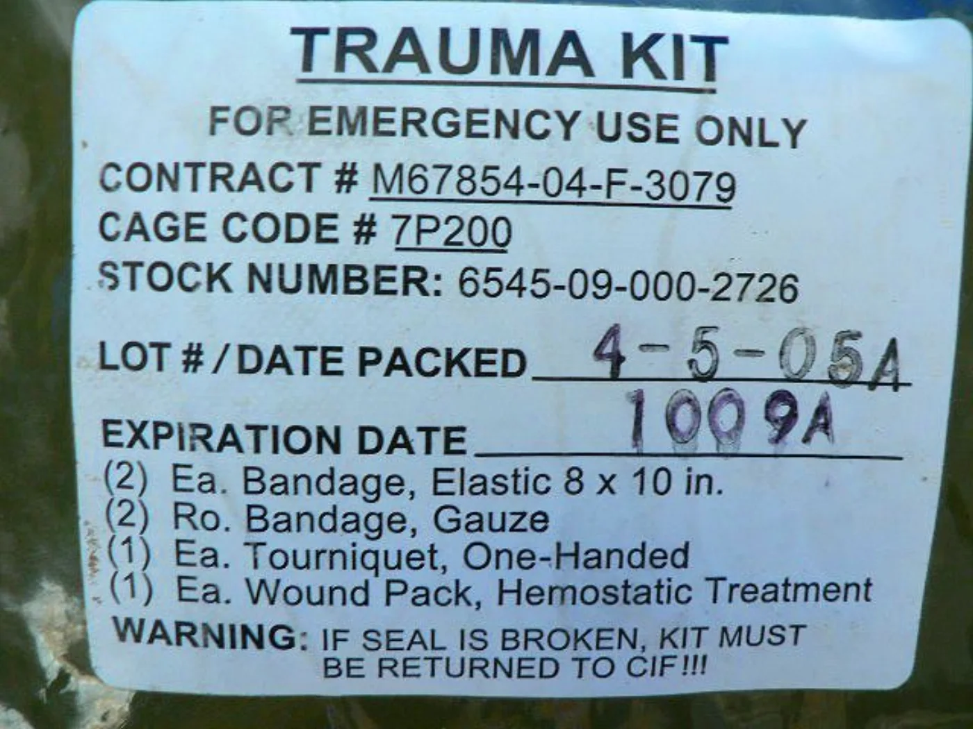 ミリタリーショップ 南国百貨店.COM|沖縄 TRAUMA KIT 未開封 [C-727] - TRAUMA KIT 未 記録写真2
