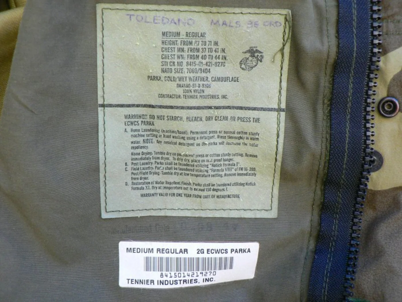 ミリタリーショップ 南国百貨店.COM|沖縄 ゴアテックスパーカー TYPE-II ECWCS GORE-TEX M-R 記録写真3
