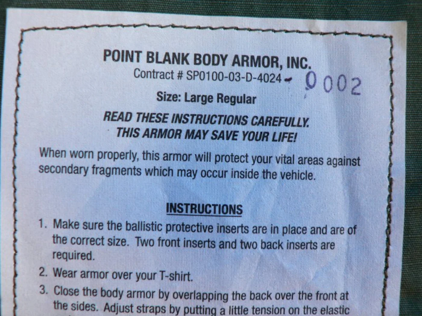 ミリタリーショップ 南国百貨店.COM|沖縄 CVC POINT BLANK BODY ARMOR ボディーアーマー [ 記録写真5