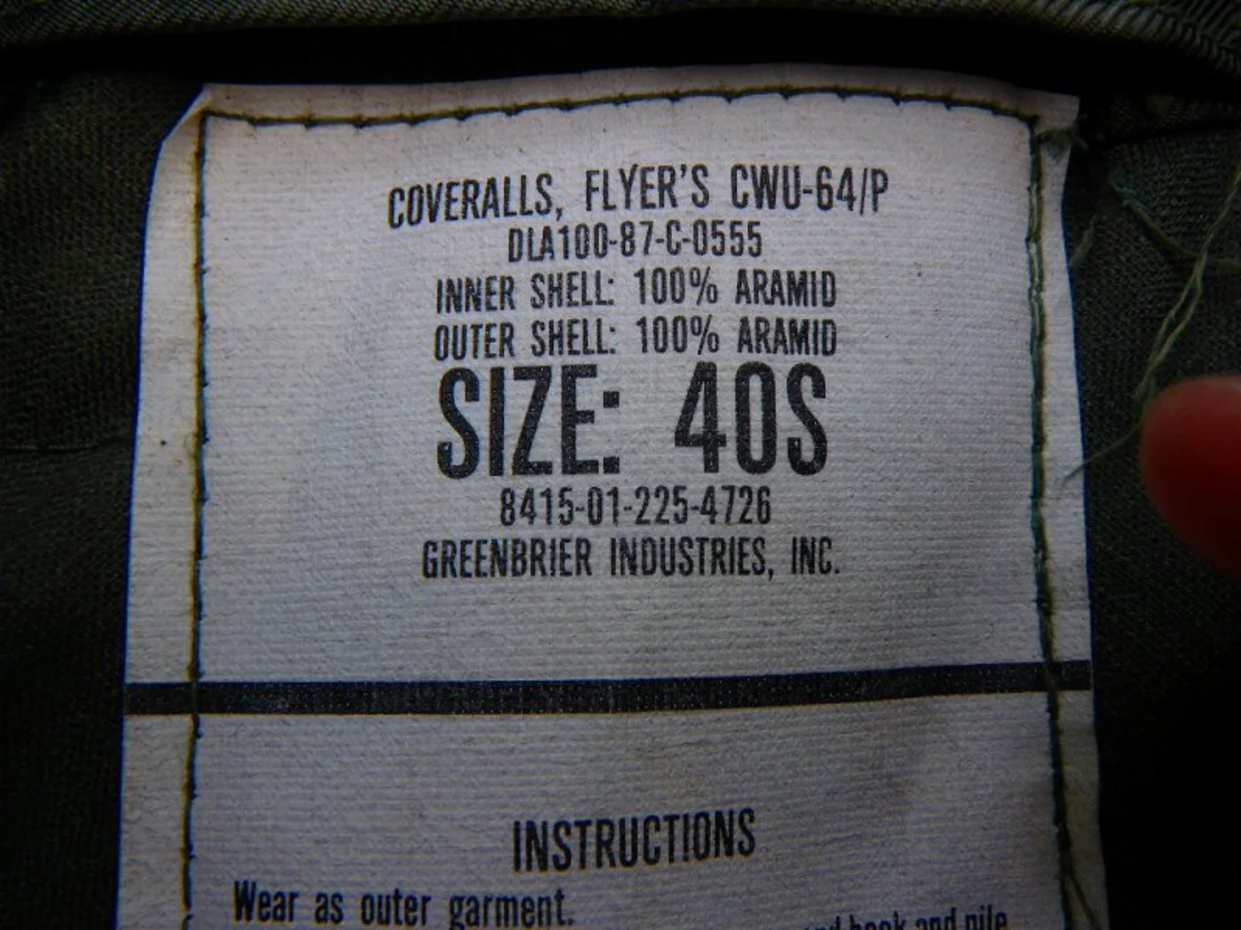 ミリタリーショップ 南国百貨店.COM|沖縄 COVERALLS FLYERS CWU-64/P 40S [H-251] 記録写真5