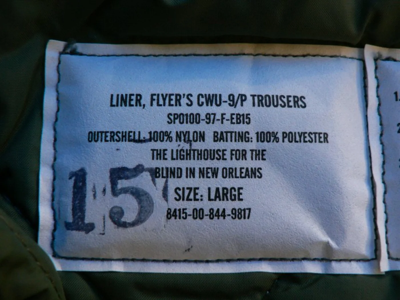 ミリタリーショップ 南国百貨店.COM|沖縄 LINER FLYERS CWU-9/P TROUSERS 新品 [Z H 記録写真7