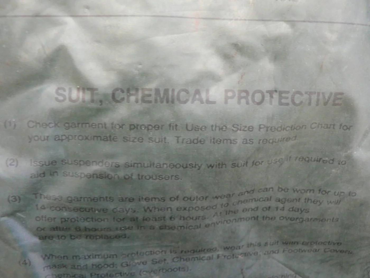 ミリタリーショップ 南国百貨店.COM|沖縄 ケミカルスーツ XX-LARGE SUIT CHEMICAL PROTEC 記録写真3