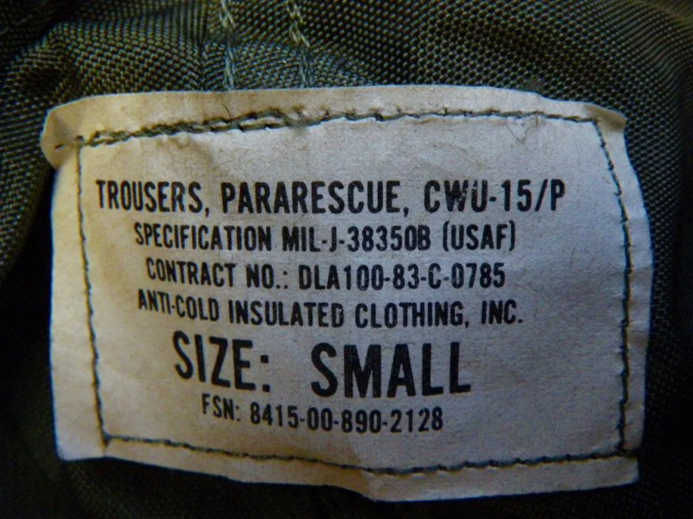 ミリタリーショップ 南国百貨店.COM|沖縄 TROUSERS PARARESCUE SUIT CWU-15/P USA 記録写真5
