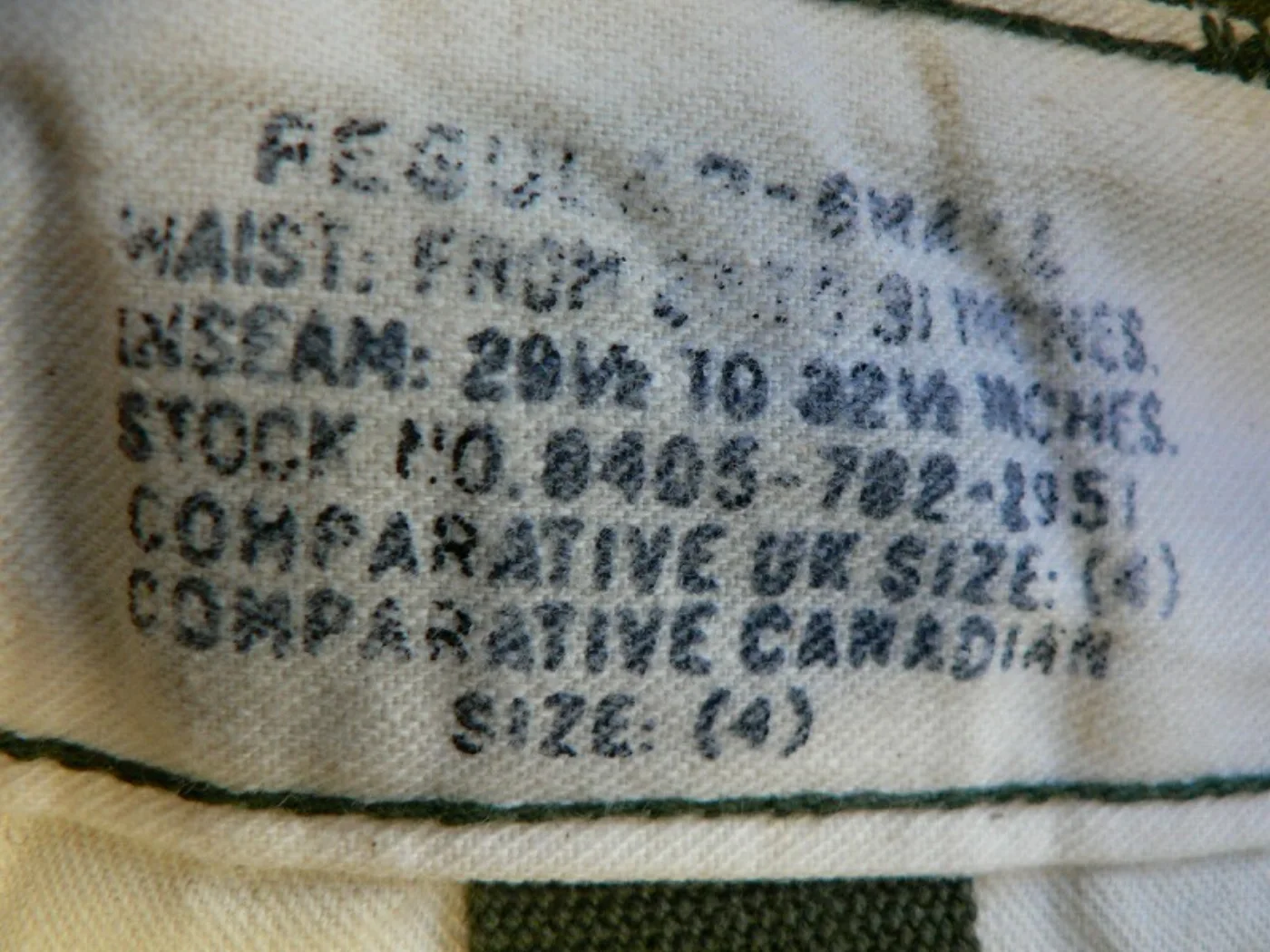 ミリタリーショップ 南国百貨店.COM|沖縄 M65 カーゴパンツ OD R-S 稀少アルミジッパー 67年 極上品 [ 記録写真2