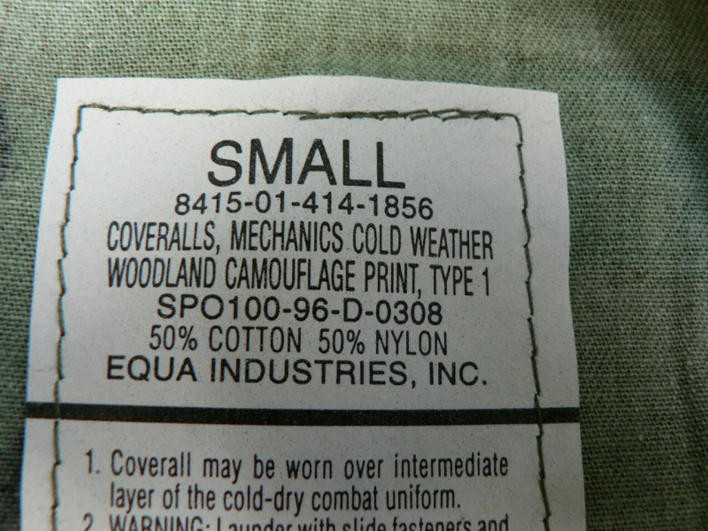 ミリタリーショップ 南国百貨店.COM|沖縄 COVERALLS MECHANICS COLD WEATHER S メカ 記録写真4
