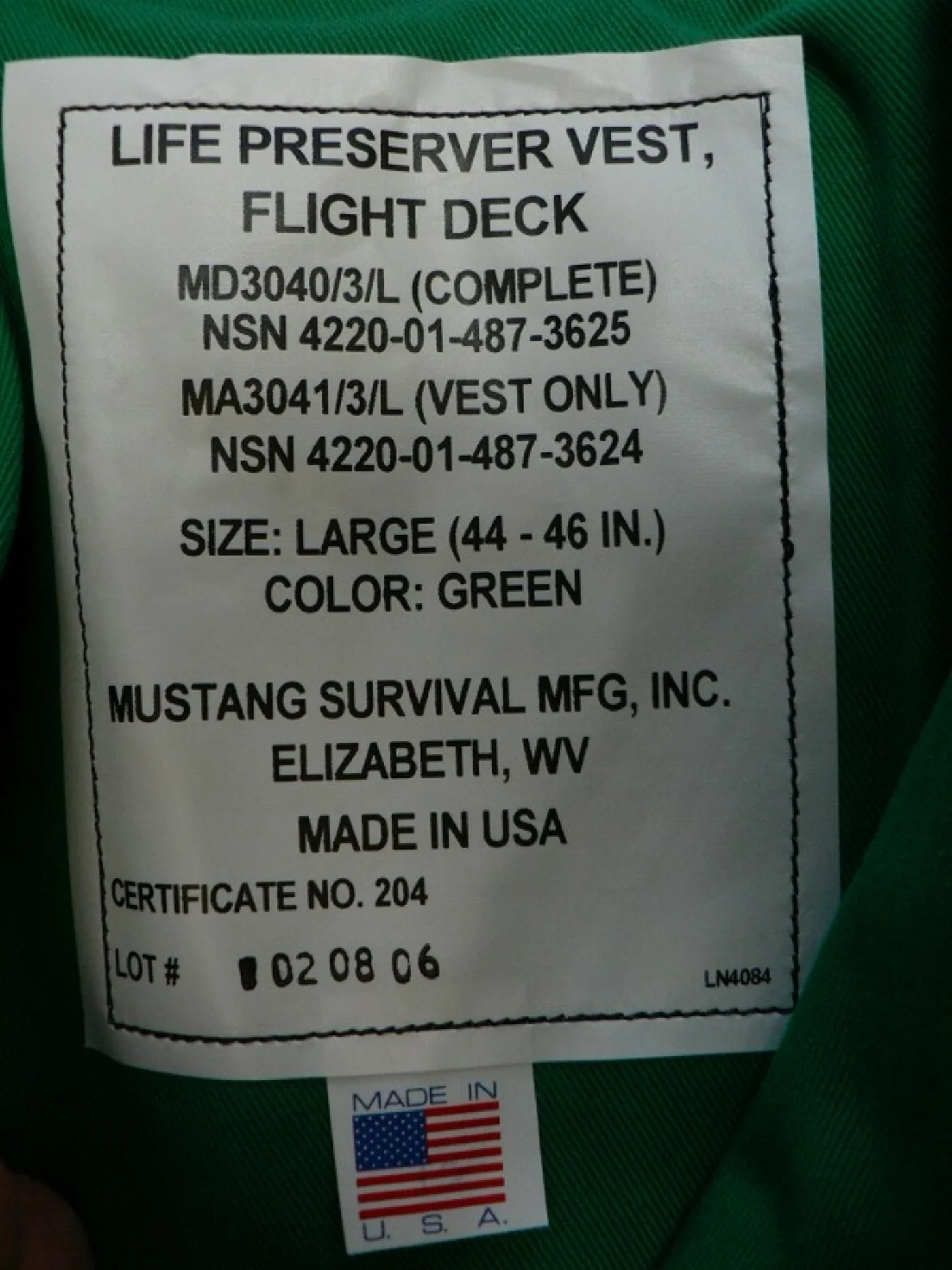 ミリタリーショップ 南国百貨店.COM|沖縄 LIFE PRESERVER VEST FLIGHT DECK -L- 新 記録写真4
