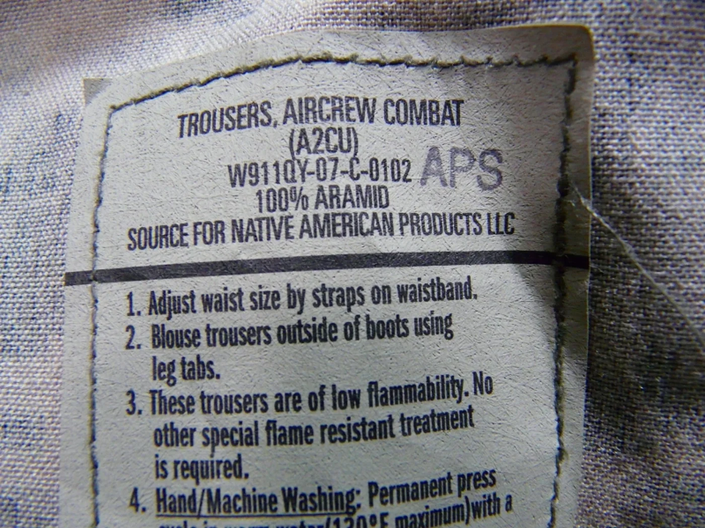 ミリタリーショップ 南国百貨店.COM|沖縄 TROUSER AIRCREW COMBAT(A2CU) M-S アラミド 記録写真8