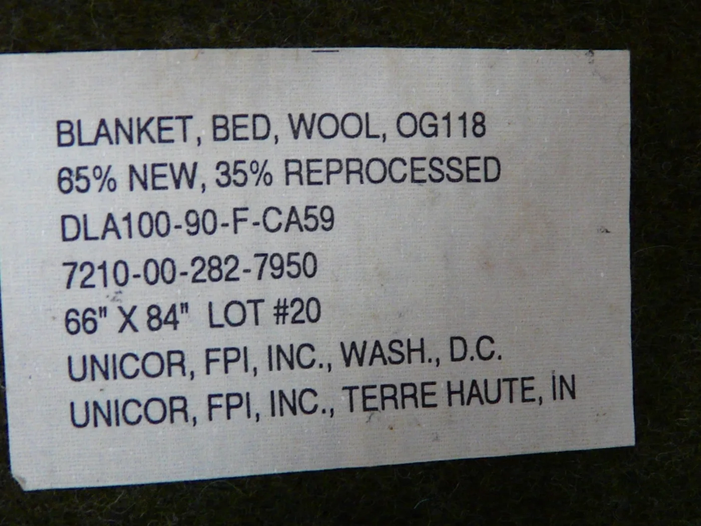 ミリタリーショップ 南国百貨店.COM|沖縄 米軍毛布 BLANKET BED WOOL デッドストック品 [A-520 記録写真7