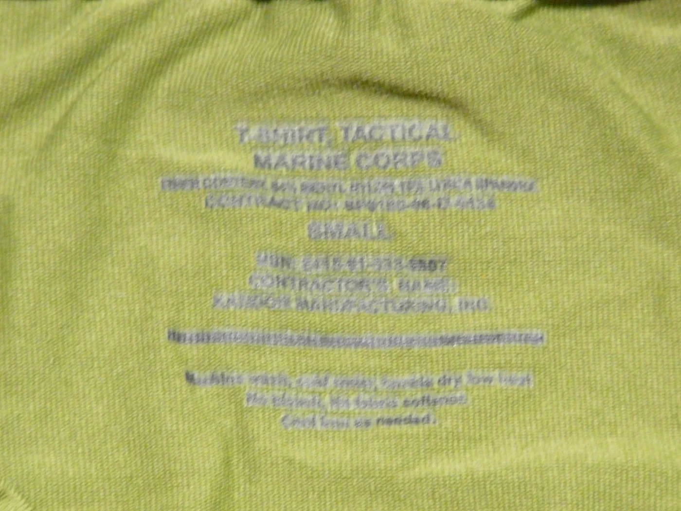 ミリタリーショップ 南国百貨店.COM|沖縄 USMC 官給品 タクティカルTシャツ -S- OD [Q-487] - 記録写真6