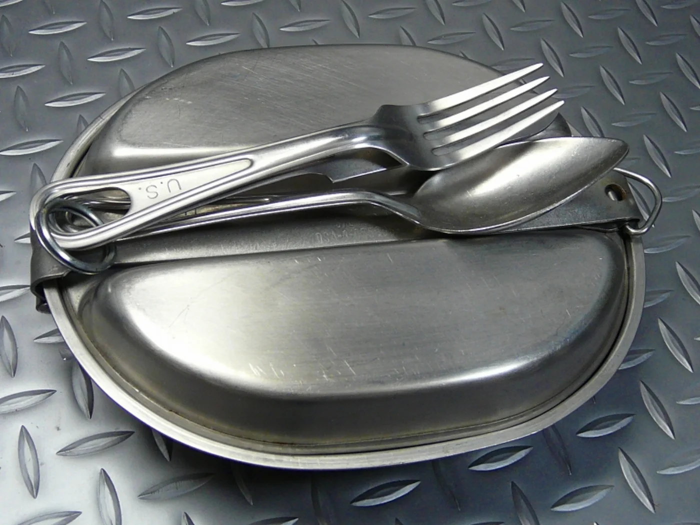 ミリタリーショップ 南国百貨店.COM|沖縄 メスキットパン 1965 + スプーン・ナイフ・フォークセット [B-10 記録写真6