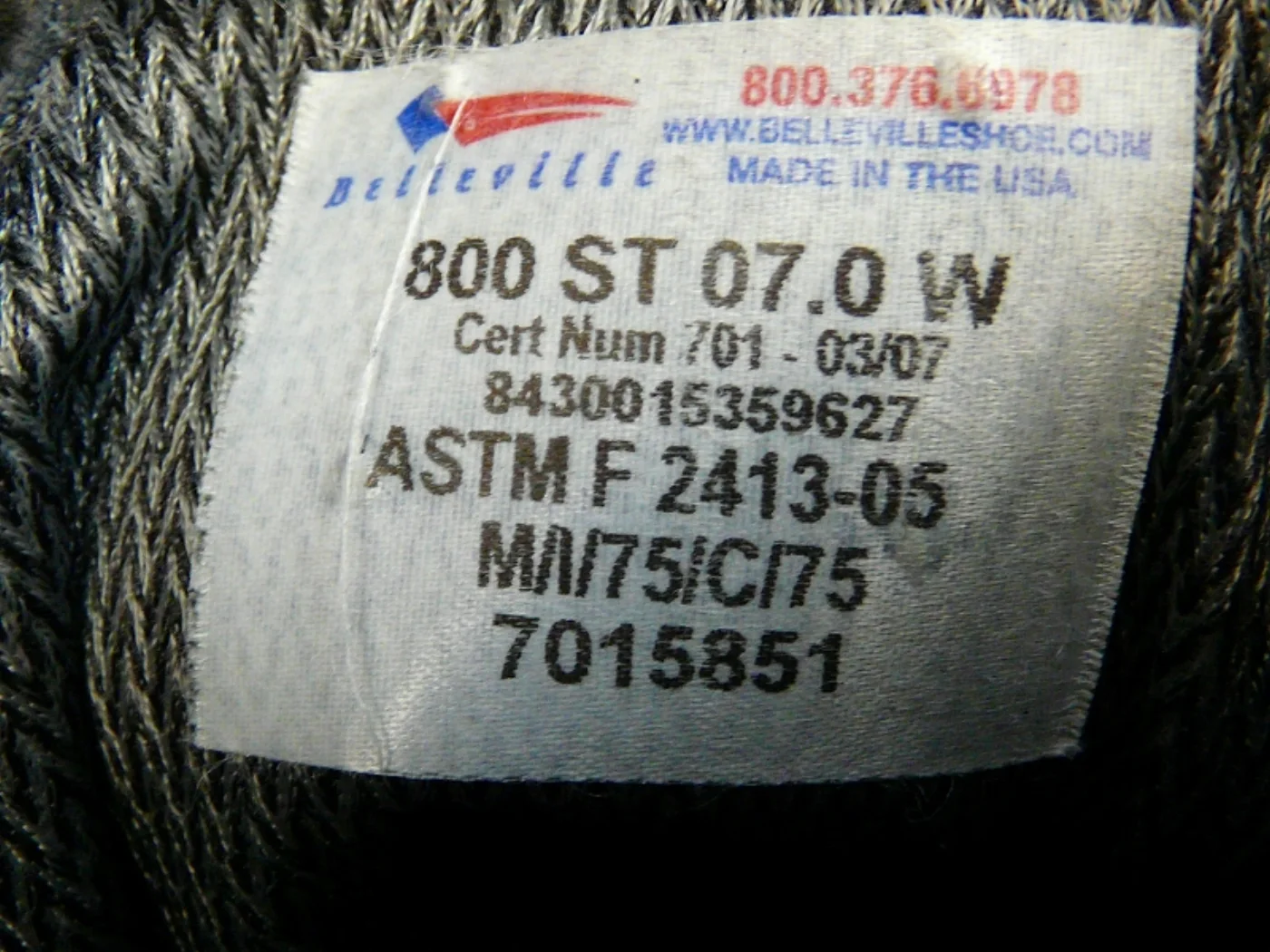ミリタリーショップ 南国百貨店.COM|沖縄 BELLEVILLE GORE-TEX コンバットブーツ 7.0W(26c 記録写真8