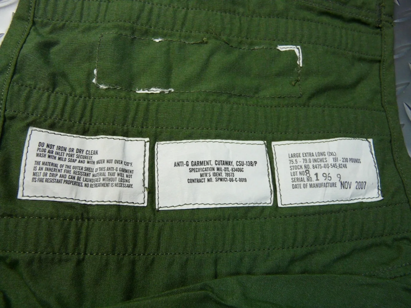ミリタリーショップ 南国百貨店.COM|沖縄 Gパンツ ANTI-G GARMENT CSU-13B [B-1102] 記録写真8