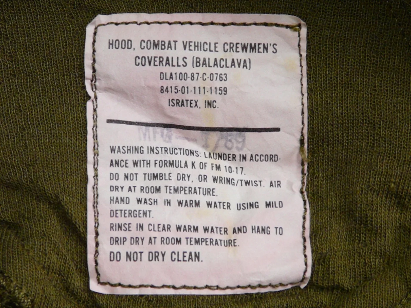 ミリタリーショップ 南国百貨店.COM|沖縄 HOOD CVC COVERALLS BALACLAVA 戦車搭乗員バラク 記録写真5